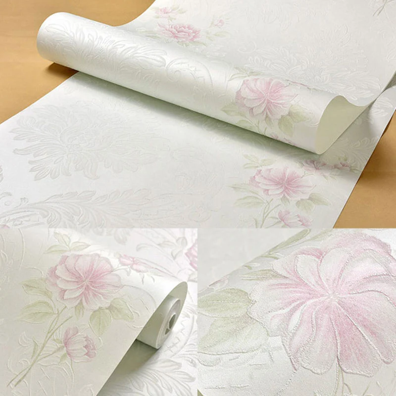 Rollo de papel tapiz para sala de bodas con patrón de flores de jardín en colores pastel, 20.5 "W x 31' L, sin pegar Gris...