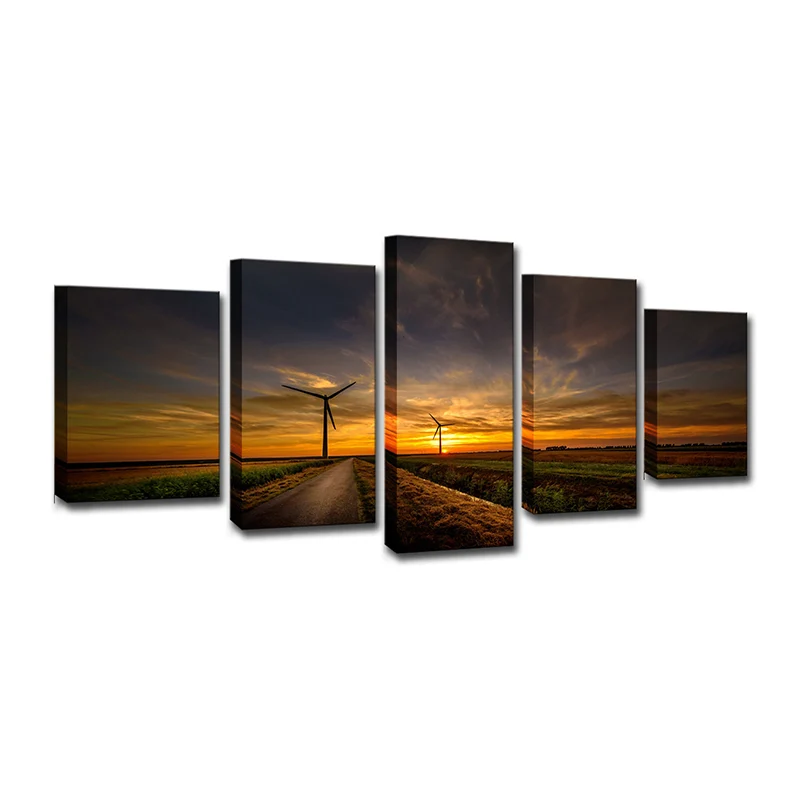 Sunset Country Road Canvas Art Amarillo Estilo moderno Decoración de pared para sala de estar Amarillo Clearhalo