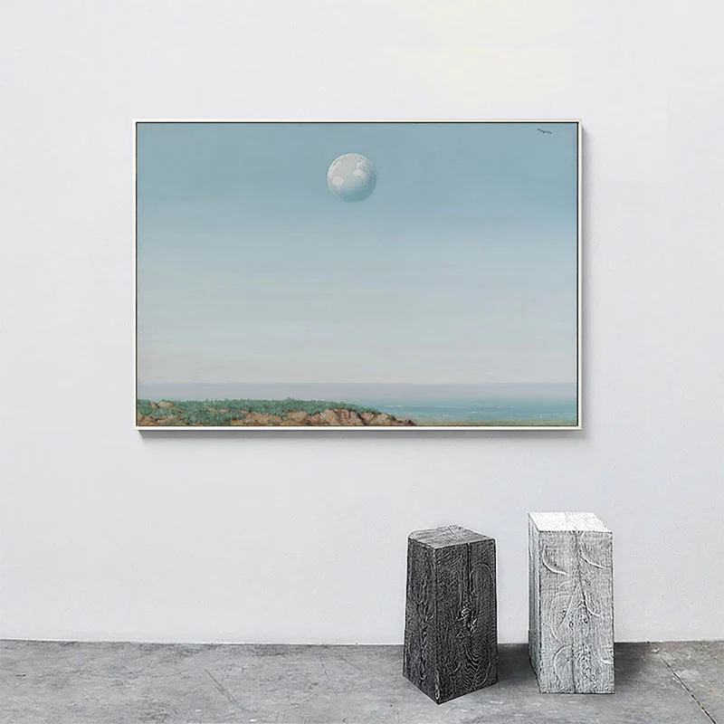 Surrealismo René Magritte Lienzo Impresión Azul Empire De La Reflexion Arte de la pared Decoración Azul Clearhalo