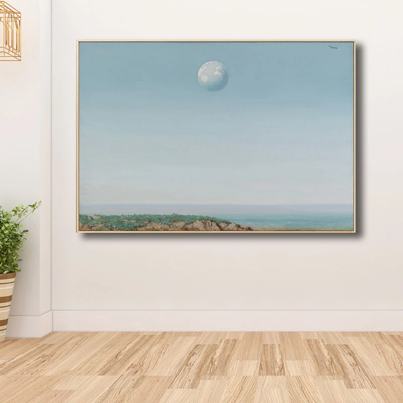 Surrealismo René Magritte Lienzo Impresión Azul Empire De La Reflexion Arte de la pared Decoración Azul Clearhalo