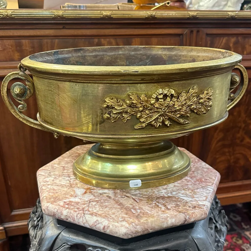 Jardinera Imperio de bronce dorado con asas s.XIX Colección Exclusiva
