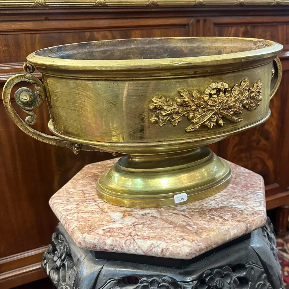 Jardinera Imperio de bronce dorado con asas s.XIX Colección Exclusiva