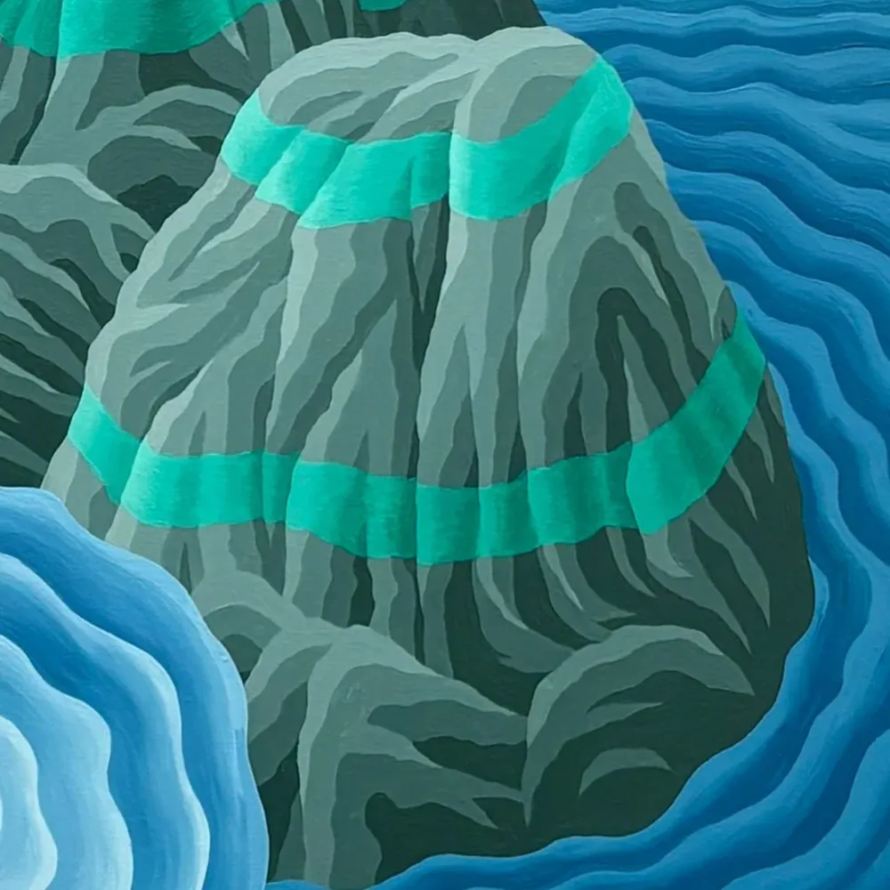 Michael Yaikel - Óleo sobre tela 'Roca y mar' Colección Exclusiva