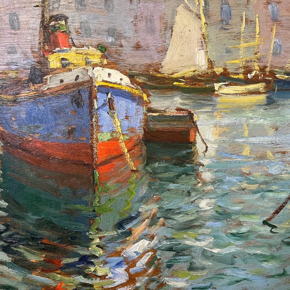 Pacheco Altamirano - Óleo sobre madera 'Reflejos del mar' Colección Exclusiva