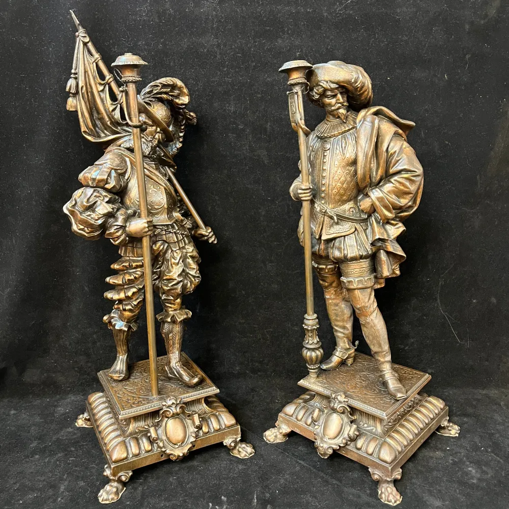 Par de esculturas de peltre Soldados de Tercio Español principios s.XX Colección Exclusiva