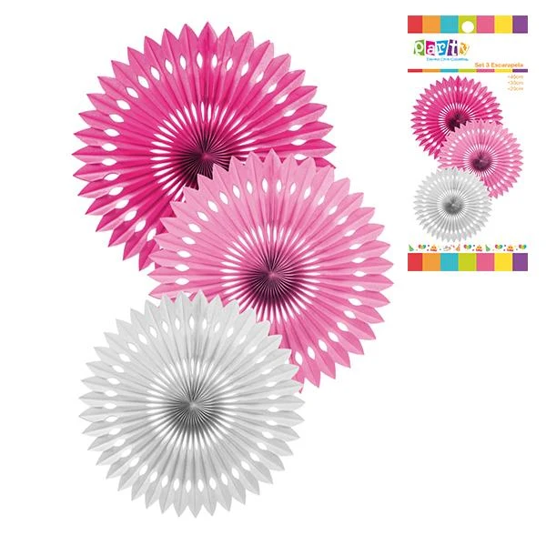 Escarapela Set 3 Rosado/Blanco 20-30-40 COMERCIALIZADORA PARTY EXPRESS CHILE LTDA