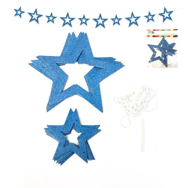 Guirnalda Estrella Glitter Colores Celeste COMERCIALIZADORA PARTY EXPRESS CHILE LTDA