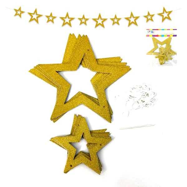 Guirnalda Estrella Glitter Colores Celeste COMERCIALIZADORA PARTY EXPRESS CHILE LTDA