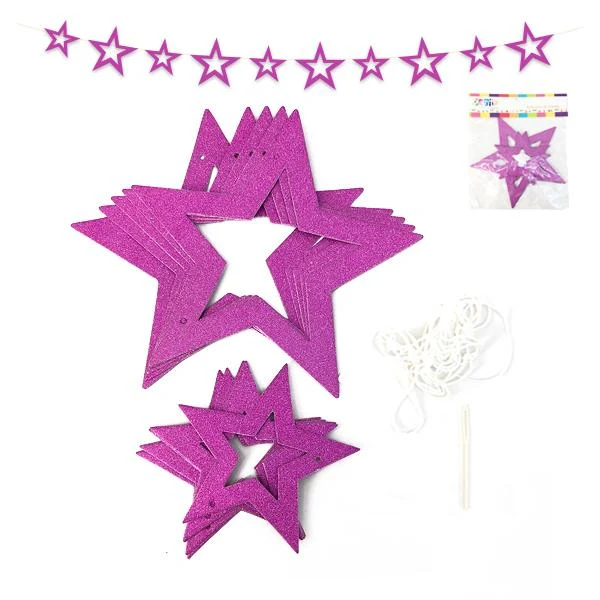 Guirnalda Estrella Glitter Colores Celeste COMERCIALIZADORA PARTY EXPRESS CHILE LTDA