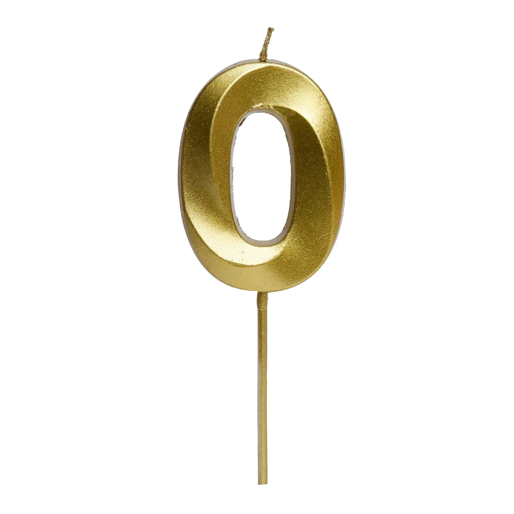 🎂 Vela Numeral Stick Metal Dorado N° 0 COMERCIALIZADORA PARTY EXPRESS CHILE LTDA
