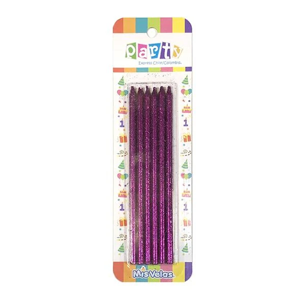 Velon Glitter Morado 14 Cm COMERCIALIZADORA PARTY EXPRESS CHILE LTDA