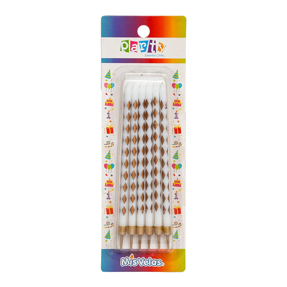 🕯️ Veloncitos Rombo Dorado – 6 Unidades COMERCIALIZADORA PARTY EXPRESS CHILE LTDA