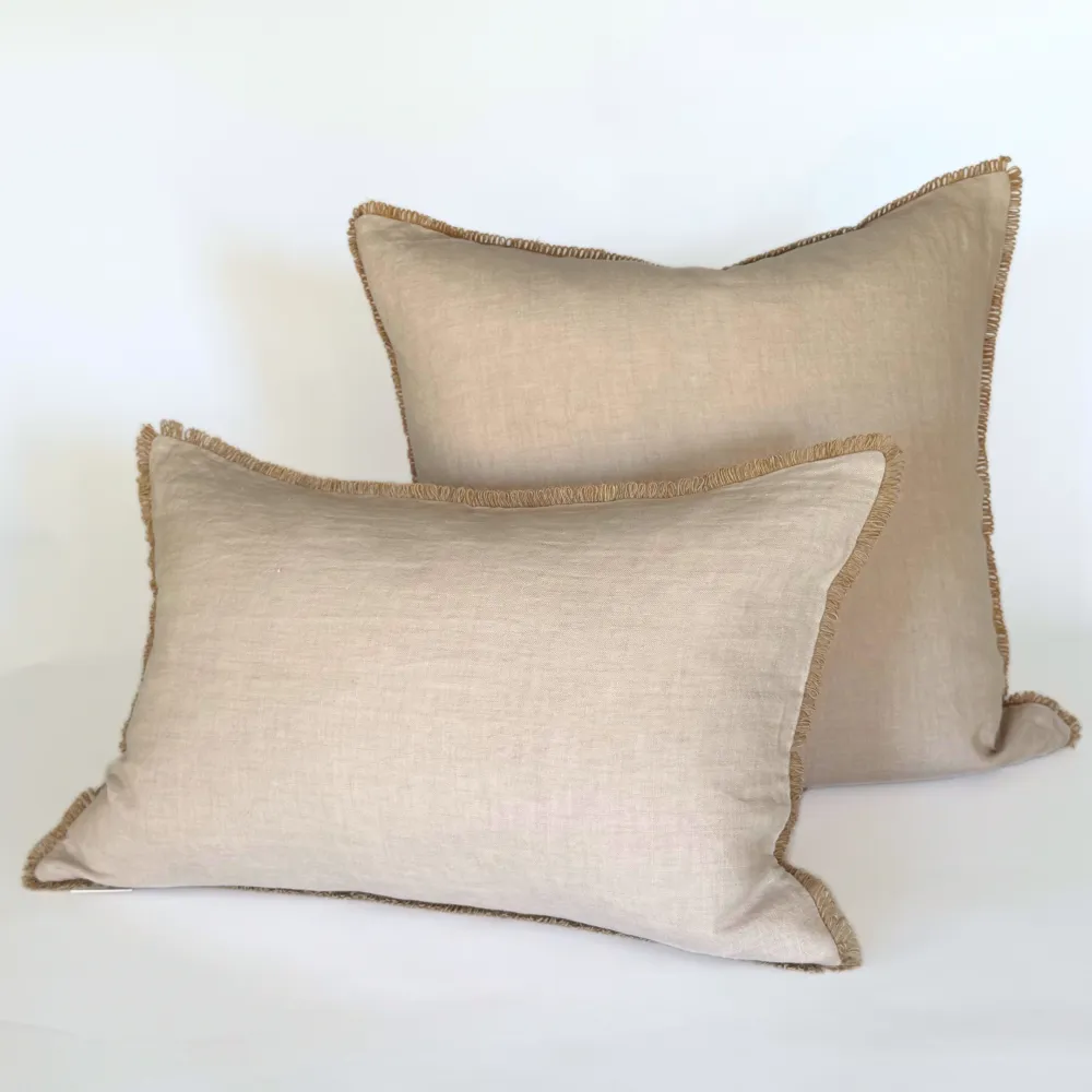 Funda Cojín Lino Beige con Ondas de Sisal 40 Complementa Diseño
