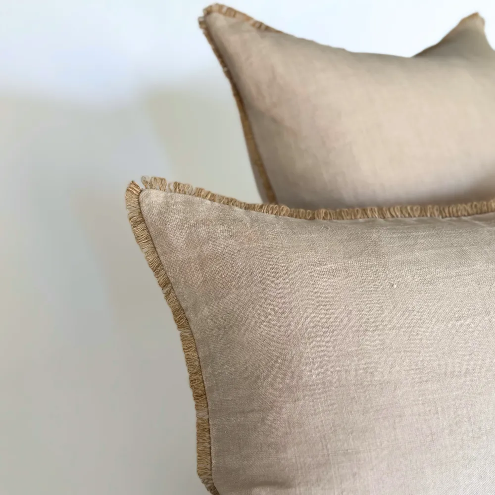 Funda Cojín Lino Beige con Ondas de Sisal 40 Complementa Diseño