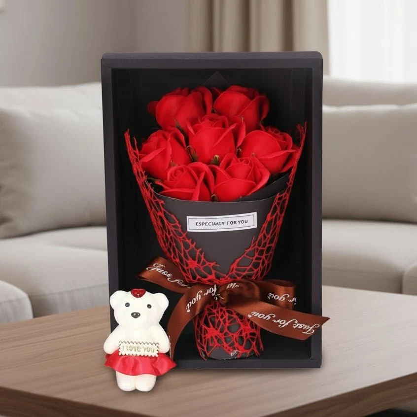 BLOOMSTYLE – Ramo artificial de rosas con 7 cabezas para decoración moderna del hogar Cozey Maison