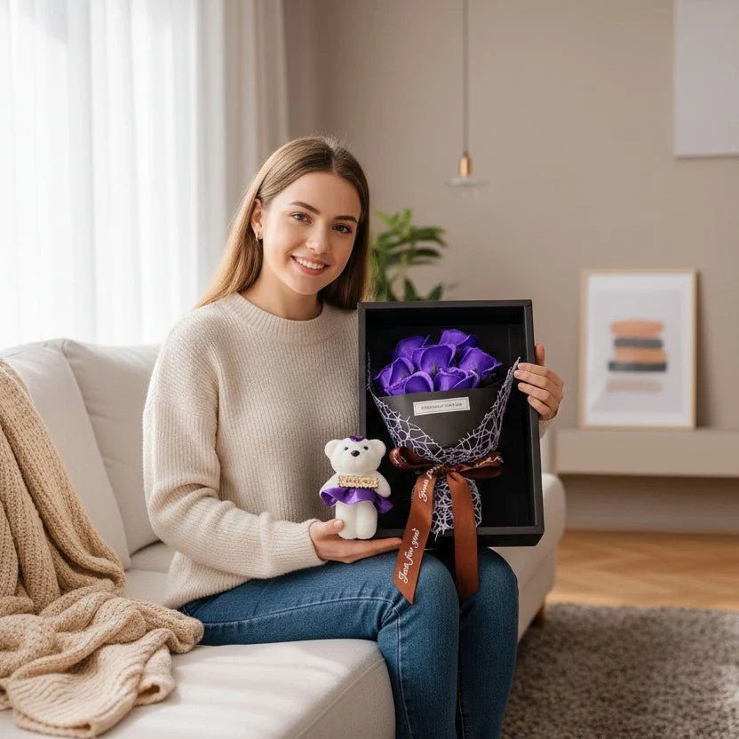 BLOOMSTYLE – Ramo artificial de rosas con 7 cabezas para decoración moderna del hogar Cozey Maison