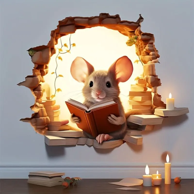 DecoraMice pegatinas de pared 3D de dibujos animados | encantadoras pegatinas de pared de ratón para la habitación infanti...