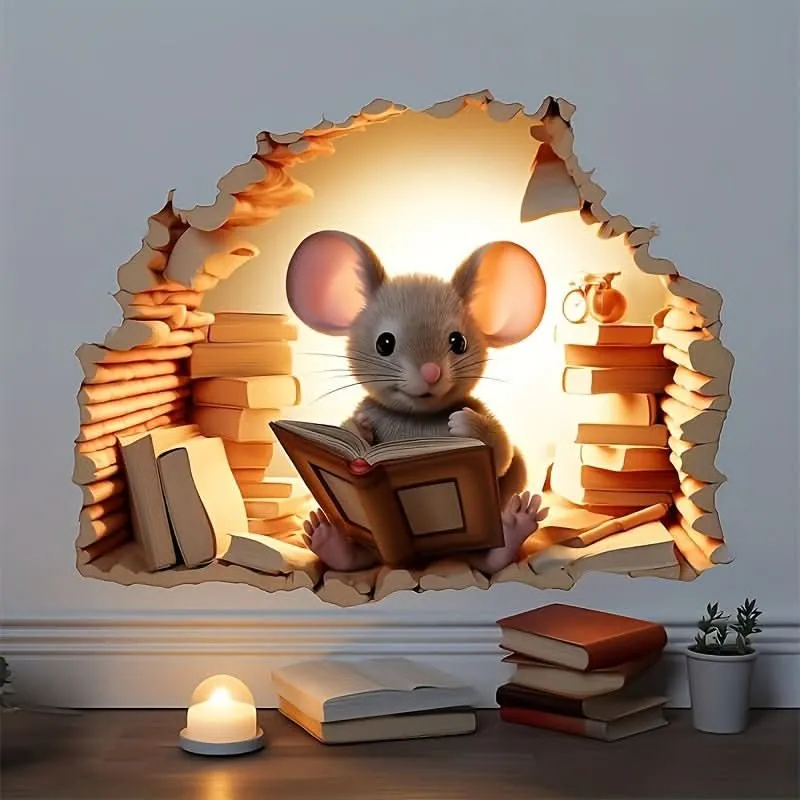 DecoraMice pegatinas de pared 3D de dibujos animados | encantadoras pegatinas de pared de ratón para la habitación infanti...