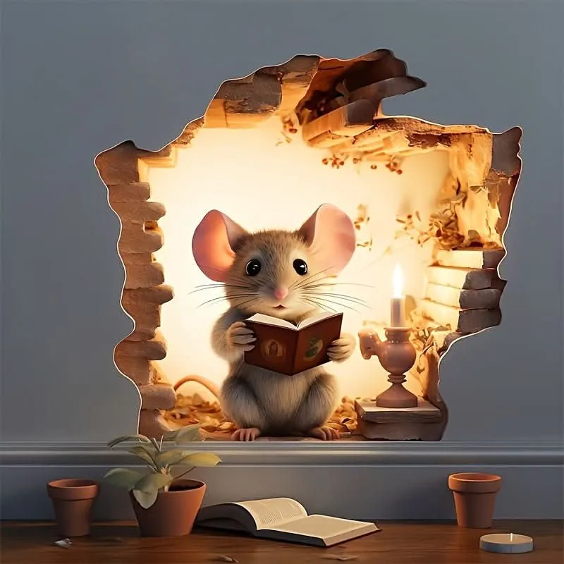 DecoraMice pegatinas de pared 3D de dibujos animados | encantadoras pegatinas de pared de ratón para la habitación infanti...