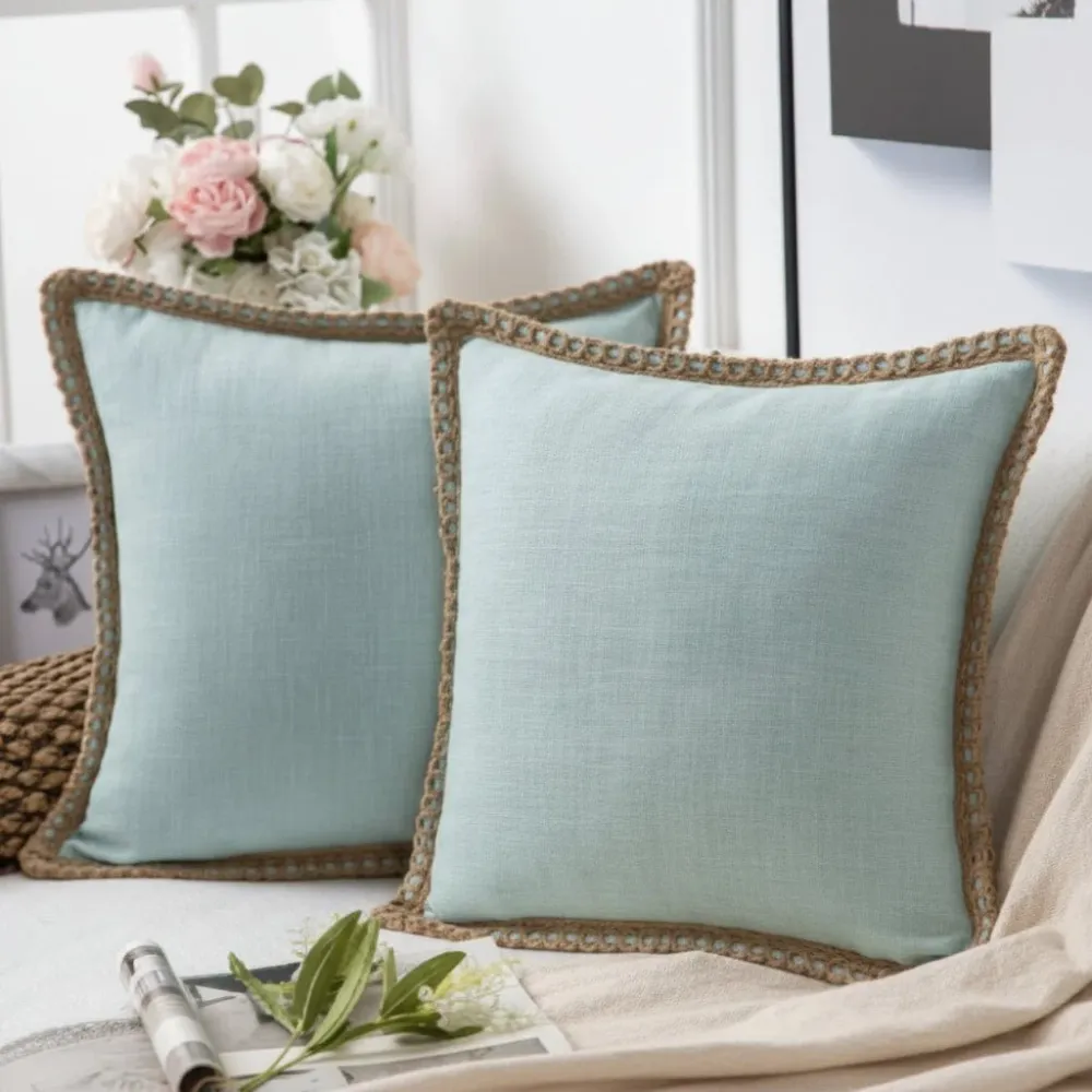 DEKOLIEBE – Cojines decorativos elegantes al estilo francés con diseño de colores vivos Menta Cozey Maison