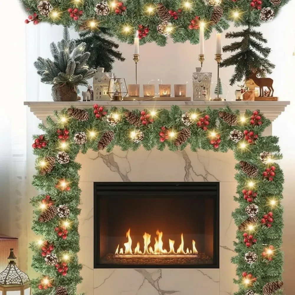 EVERBRIGHT GUIRNALDA – Guirnalda navideñ iluminada con función de temporizador Cozey Maison