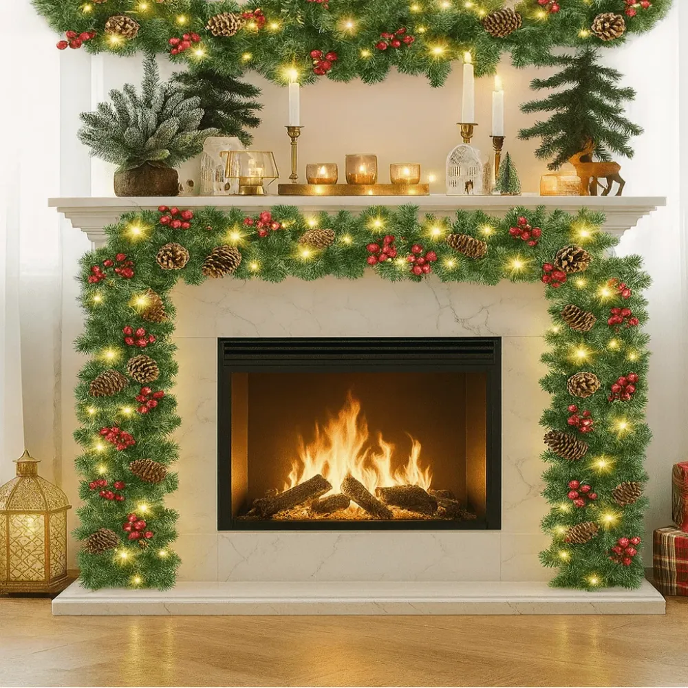 EVERBRIGHT GUIRNALDA – Guirnalda navideñ iluminada con función de temporizador Cozey Maison