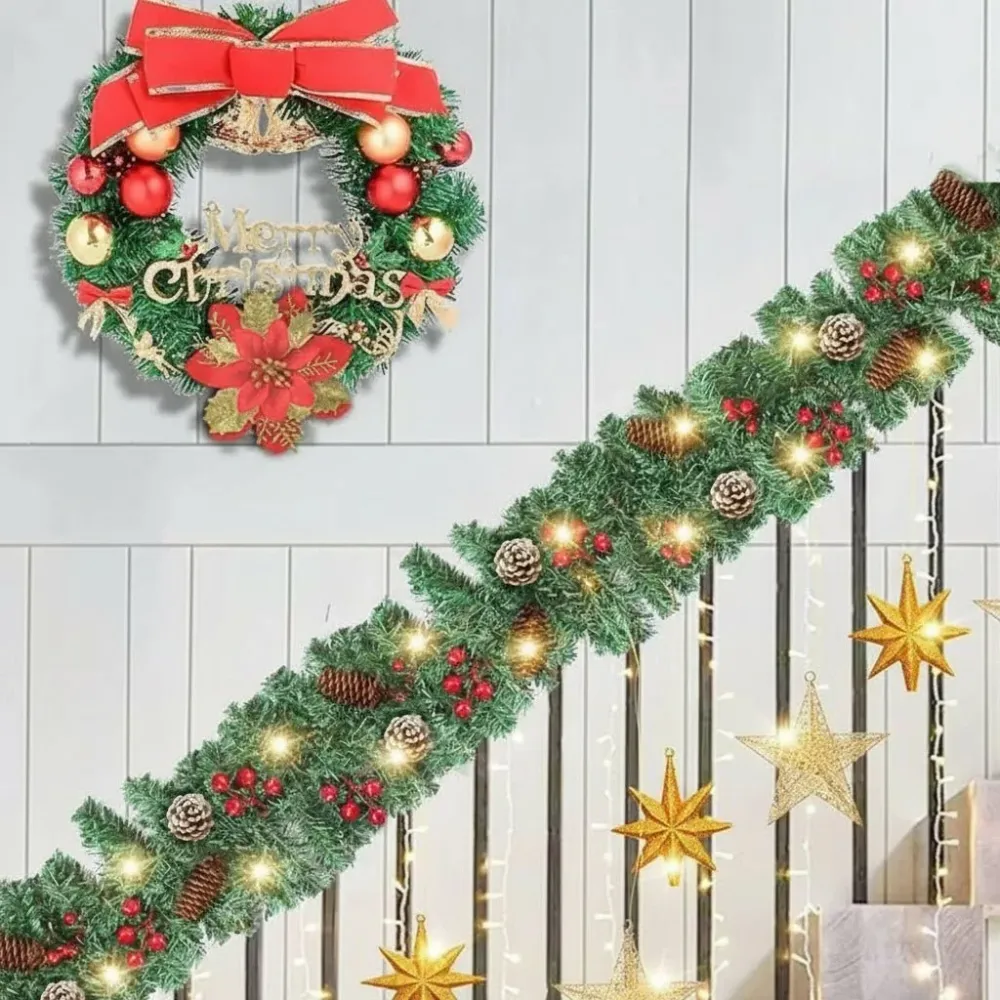 EVERBRIGHT GUIRNALDA – Guirnalda navideñ iluminada con función de temporizador Cozey Maison