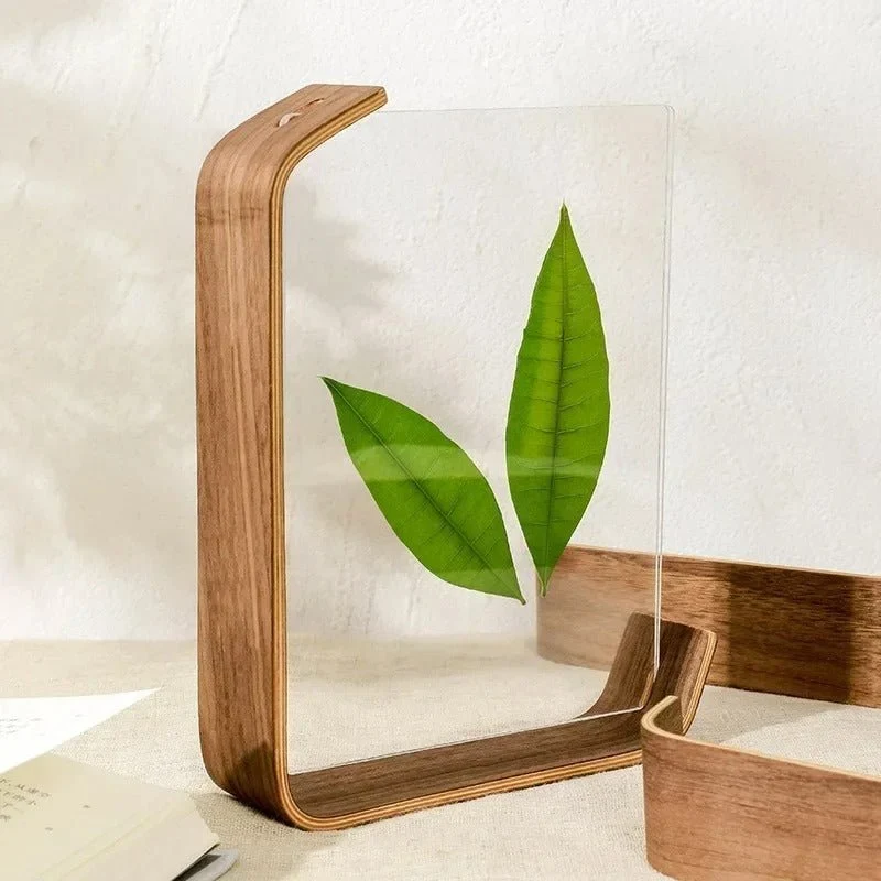 FOTODUO – Marco de fotos acrílico-madera con vista doble cara para decoración moderna de mesa Cozey Maison