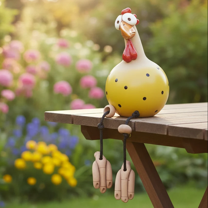 FRECHFEDER – Estatua de gallina de jardín juguetona con patas danzantes Cozey Maison