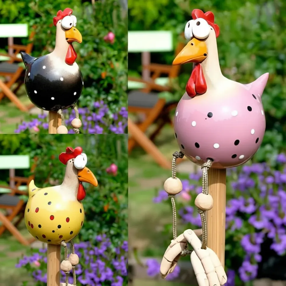 FRECHFEDER – Estatua de gallina de jardín juguetona con patas danzantes Cozey Maison