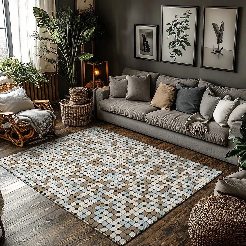 GEODREAM – Alfombra de franela suave con patrón geométrico artístico Cozey Maison