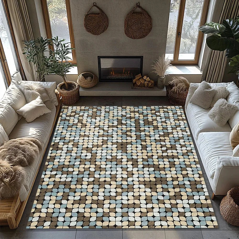 GEODREAM – Alfombra de franela suave con patrón geométrico artístico Cozey Maison