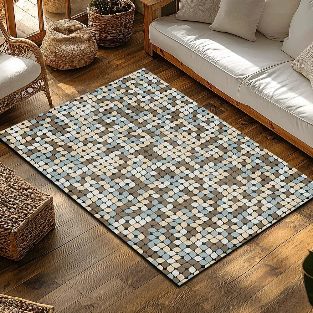 GEODREAM – Alfombra de franela suave con patrón geométrico artístico Cozey Maison