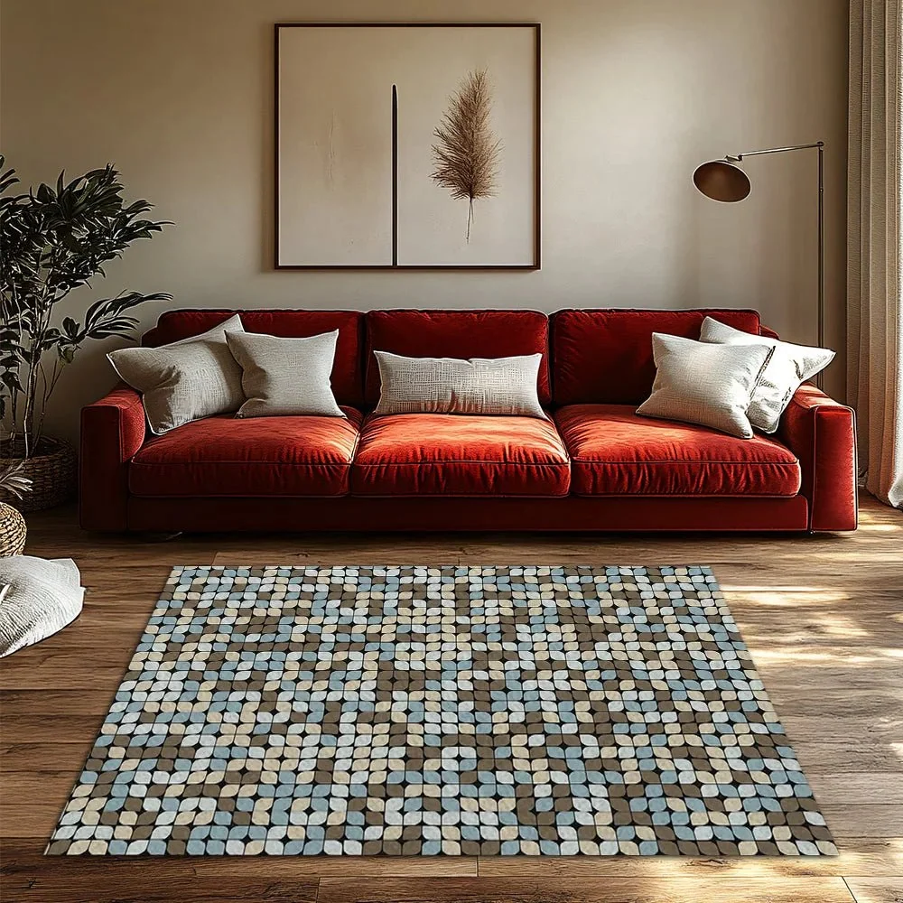 GEODREAM – Alfombra de franela suave con patrón geométrico artístico Cozey Maison