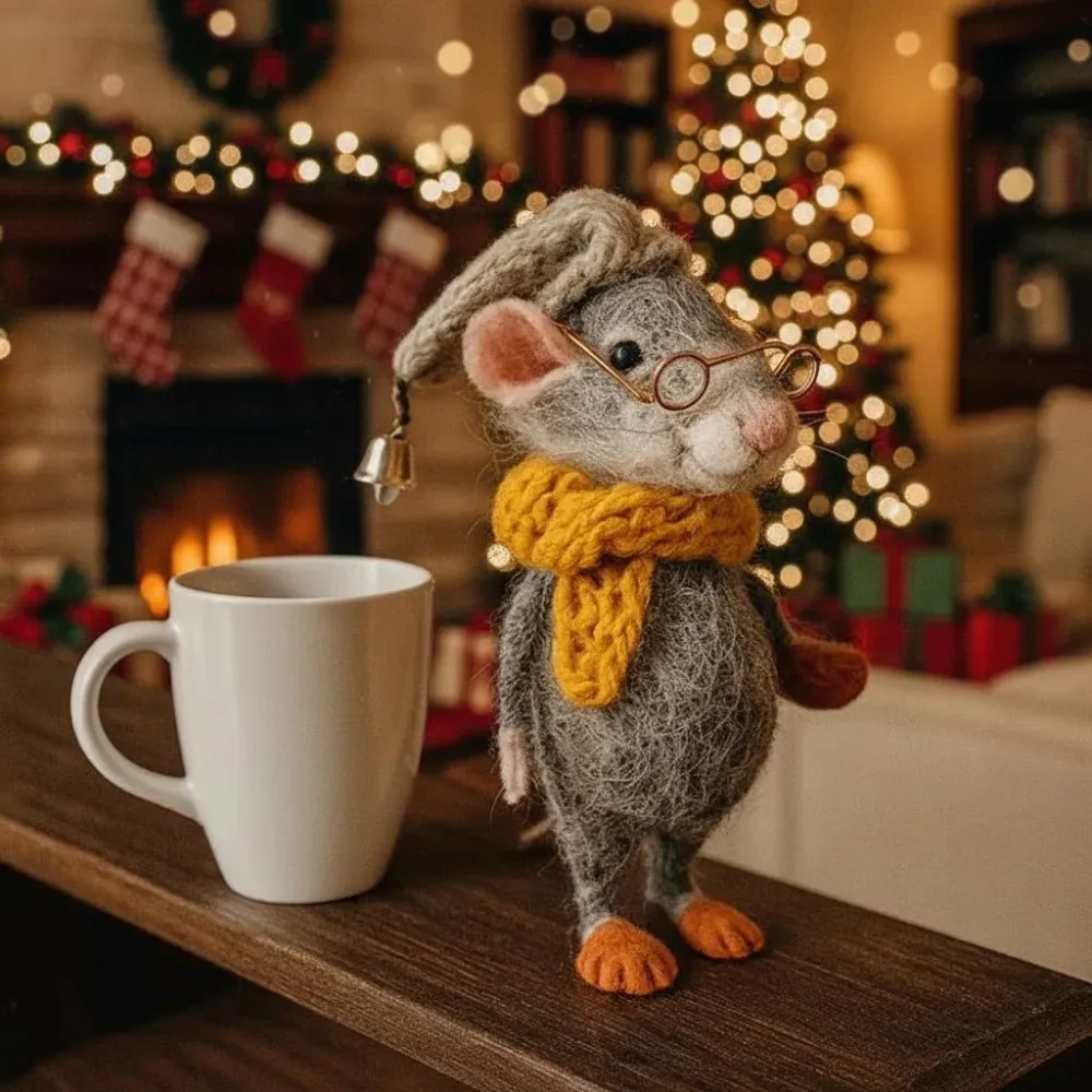 HERZMAUS – Ratones de fieltro hechos mano para decoración acogedora del hogar Cozey Maison