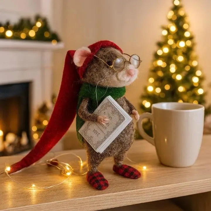 HERZMAUS – Ratones de fieltro hechos mano para decoración acogedora del hogar Cozey Maison