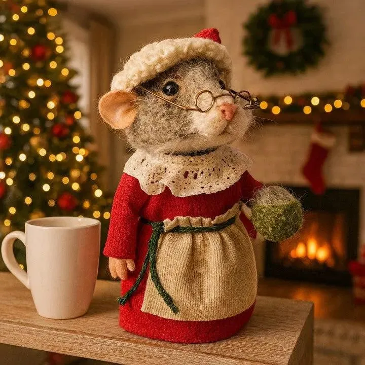 HERZMAUS – Ratones de fieltro hechos mano para decoración acogedora del hogar Cozey Maison