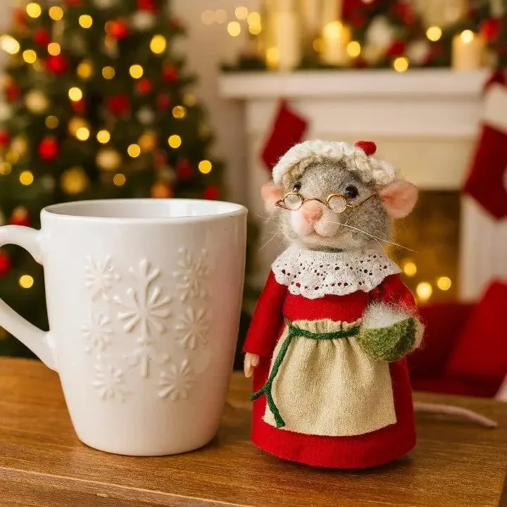 HERZMAUS – Ratones de fieltro hechos mano para decoración acogedora del hogar Cozey Maison