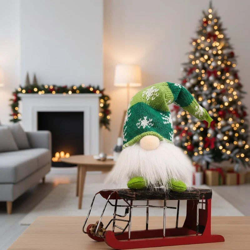 ILLUBELLE – Muñeca navideñ luminosa con brillo cálido amarillo para decoración festiva Verde Cozey Maison