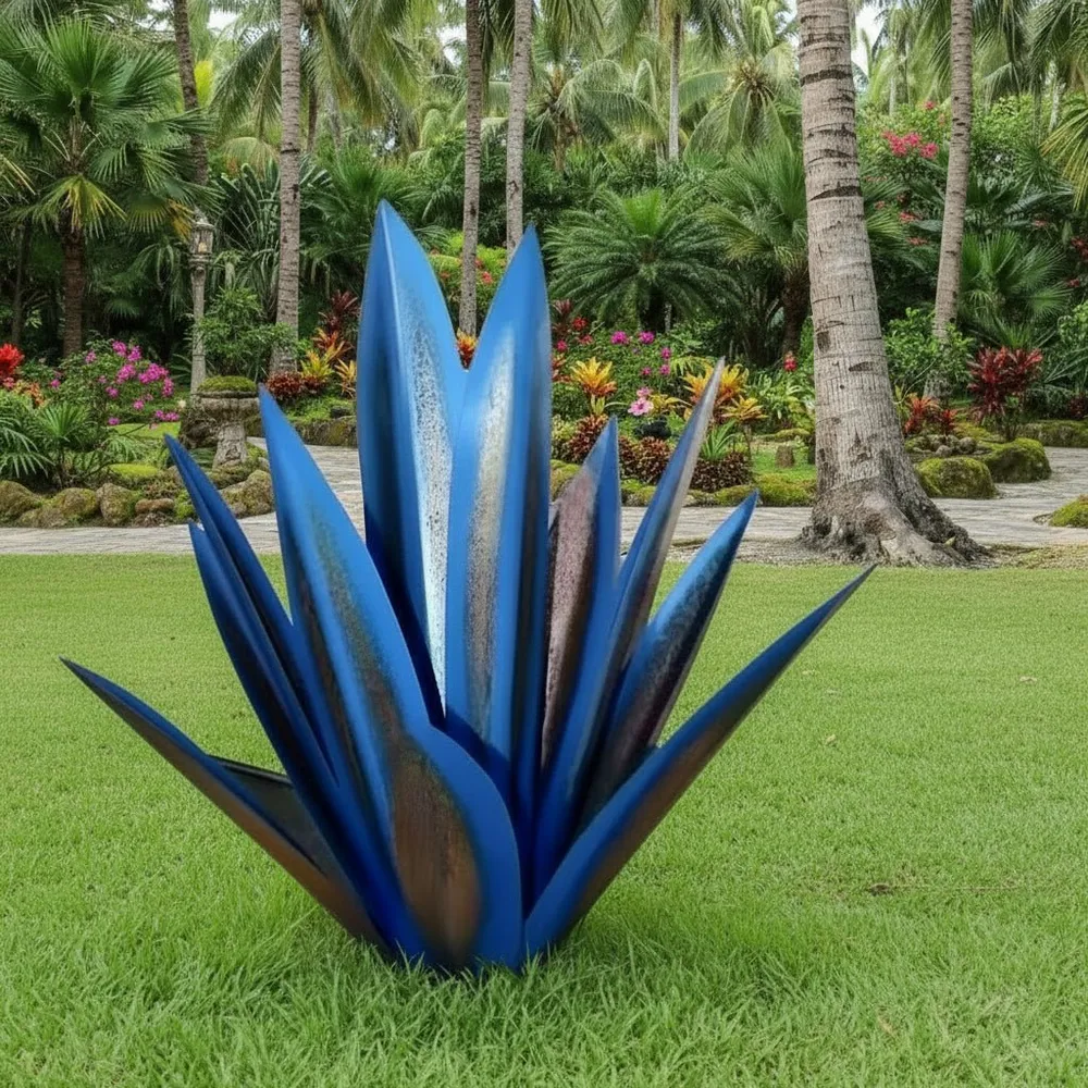 METALFLORA – Escultura viva de agave de metal para decoración de jardín moderna y resistente la intemperie Cozey Maison
