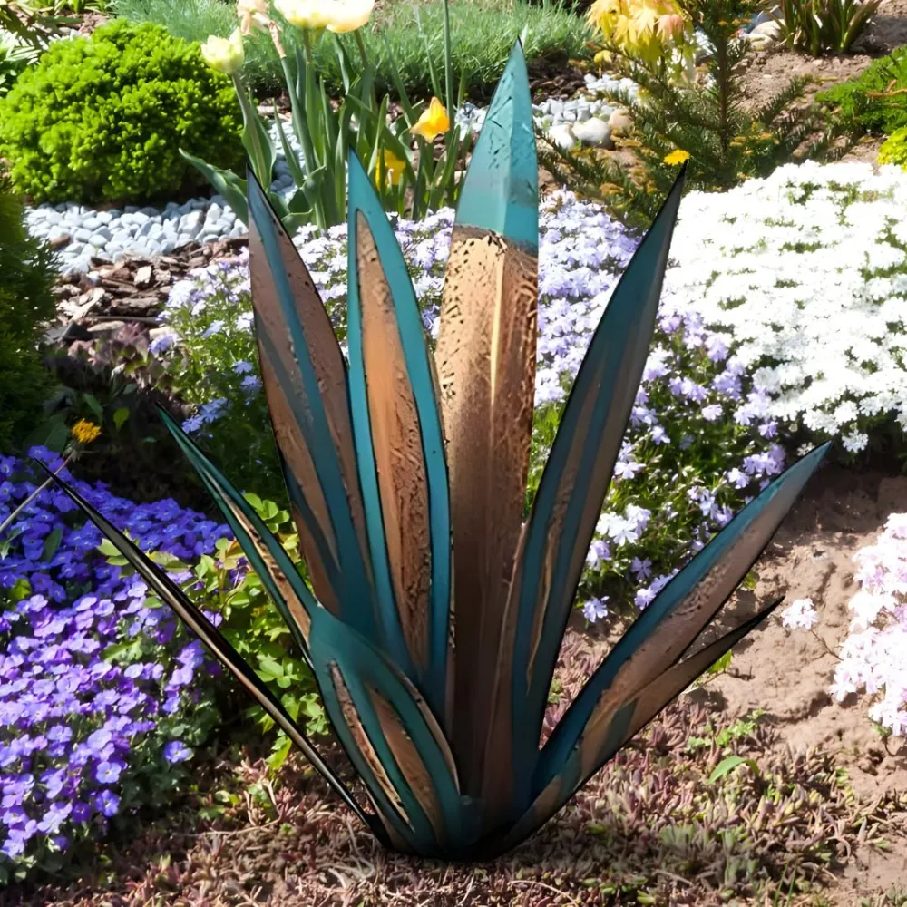 METALFLORA – Escultura viva de agave de metal para decoración de jardín moderna y resistente la intemperie Cozey Maison