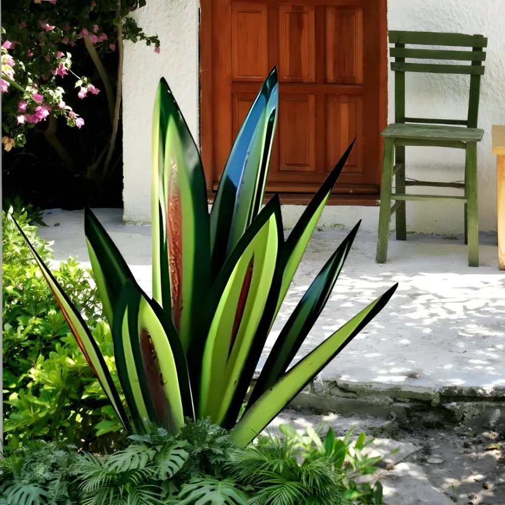 METALFLORA – Escultura viva de agave de metal para decoración de jardín moderna y resistente la intemperie Cozey Maison