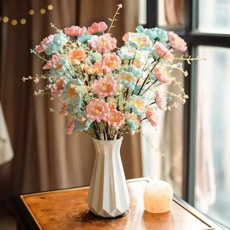 RHODOLUX – Ramo de rododendro de flores de seda con jarrón para interiores elegantes Cozey Maison