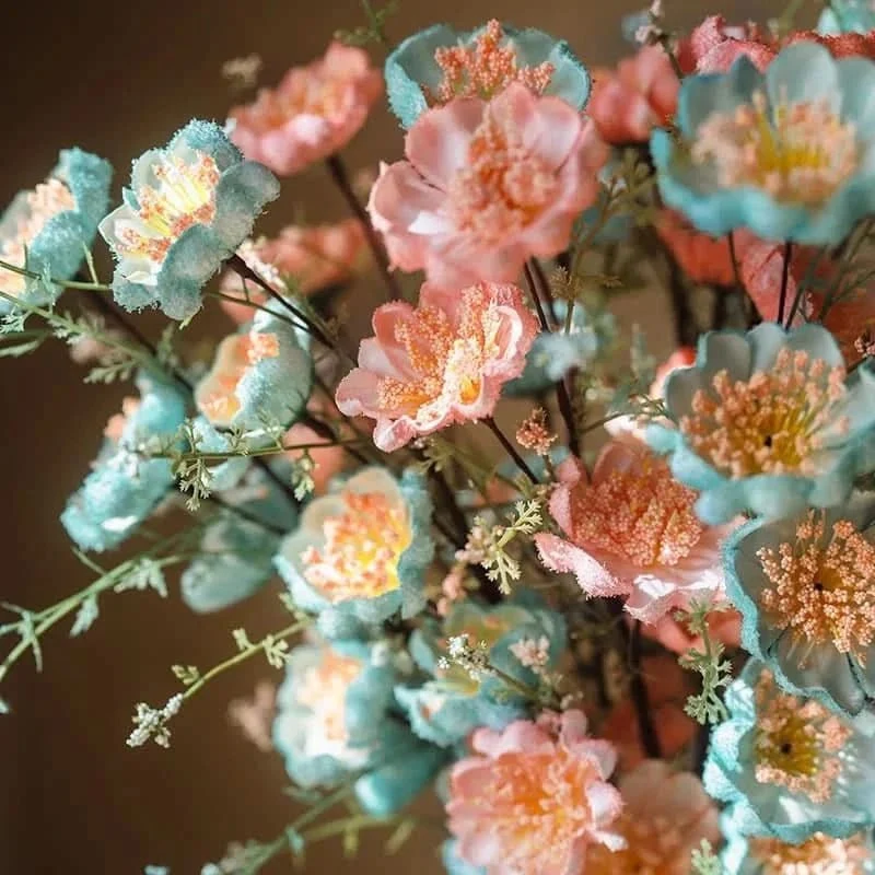 RHODOLUX – Ramo de rododendro de flores de seda con jarrón para interiores elegantes Cozey Maison