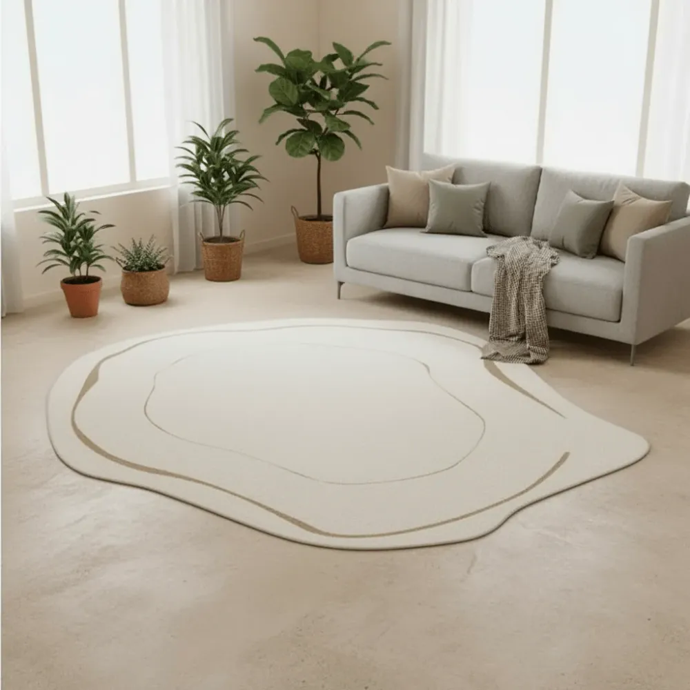 ROOMLOOM – Alfombra moderna suave de poliéster con un discreto patrón geométrico Cozey Maison