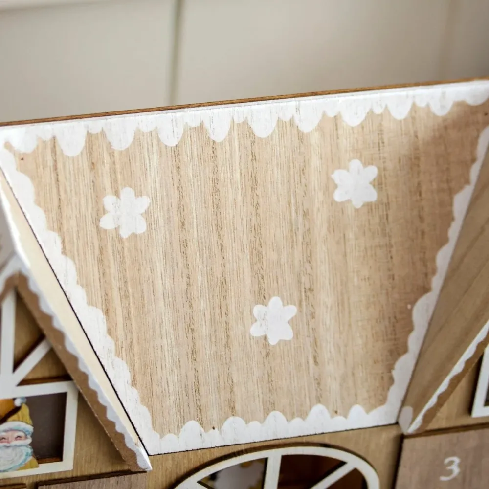 XMASCOTTAGE – Calendario de Adviento de madera iluminado para decoración festiva del hogar Cozey Maison