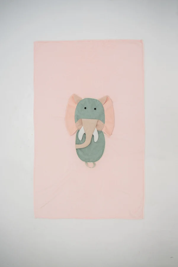 Manta de viaje y cojín 2 en 1 - Elefante Crochetts - Fabricado en Europa