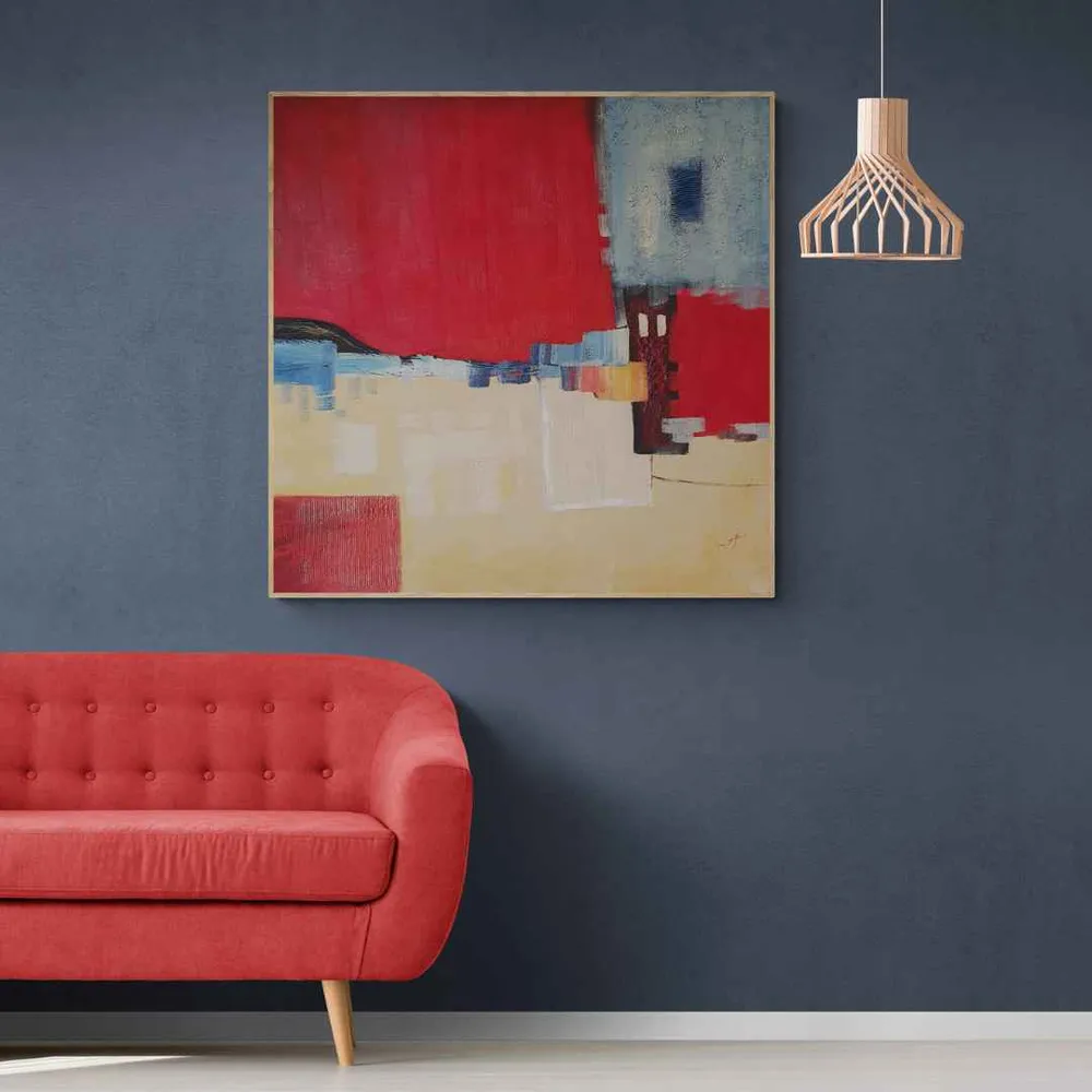 Cuadro Abstracto Equilibrio en Rojo 80x80 cm
