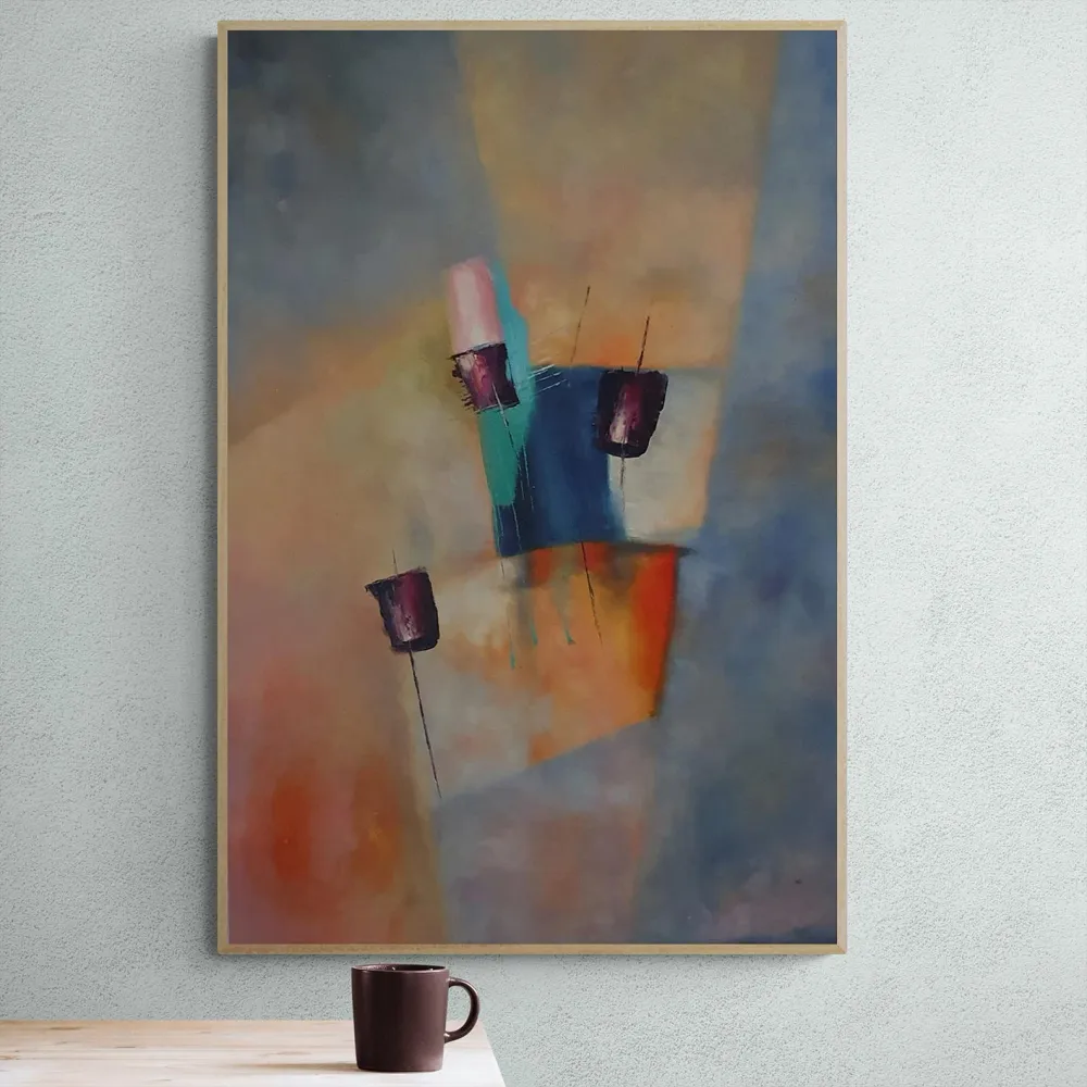 Cuadro Abstracto Salmón - Arte Contemporáneo 60x90 cm