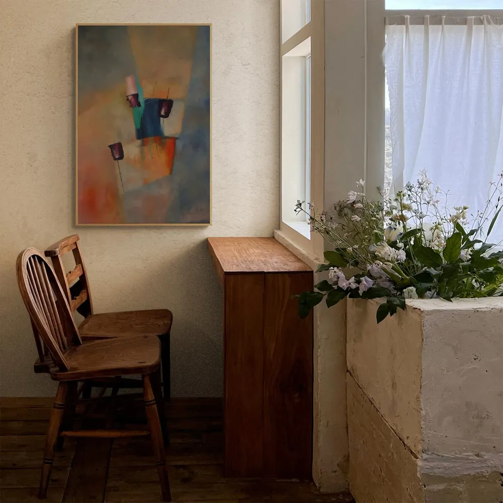 Cuadro Abstracto Salmón - Arte Contemporáneo 60x90 cm